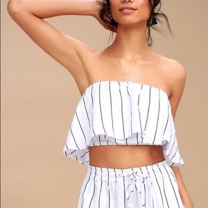 Faithful the brand Mala navy white strapless top